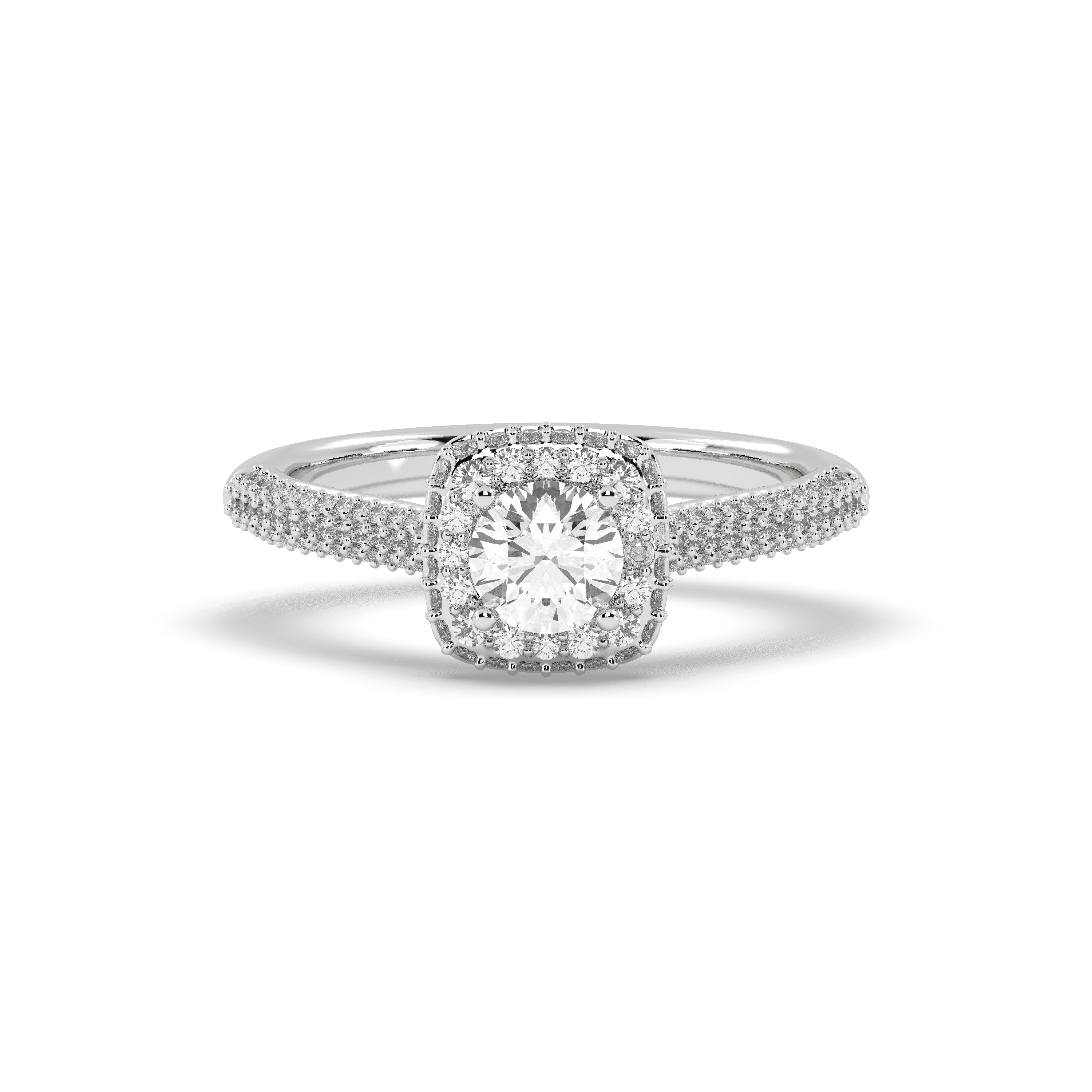 White Gold Studded 1.3 Carat Lab Grown Diamond Ring-E Color VS2 Clarity.